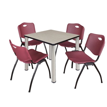 Kee Kee Square Table & Chair Set, Wood, Metal, Plastic Top, Maple TB3030PLBPCM47BY